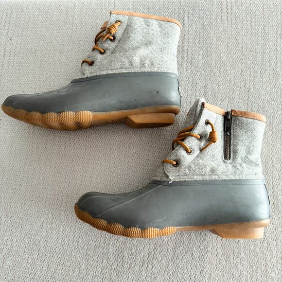 Sperry Grey Wool Quilted Saltwater Duck Boots Size 8.5 Snow Boots Outdoor - Picture 5 of 12